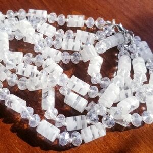 Quartz & Crystal Faceted Double Strand  Necklace VINTAGE